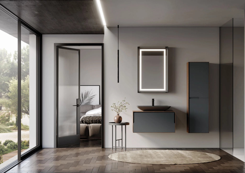 Mobile lavabo "Craft 80" - 80 x 50 x 40 cm - Noce / Antracite