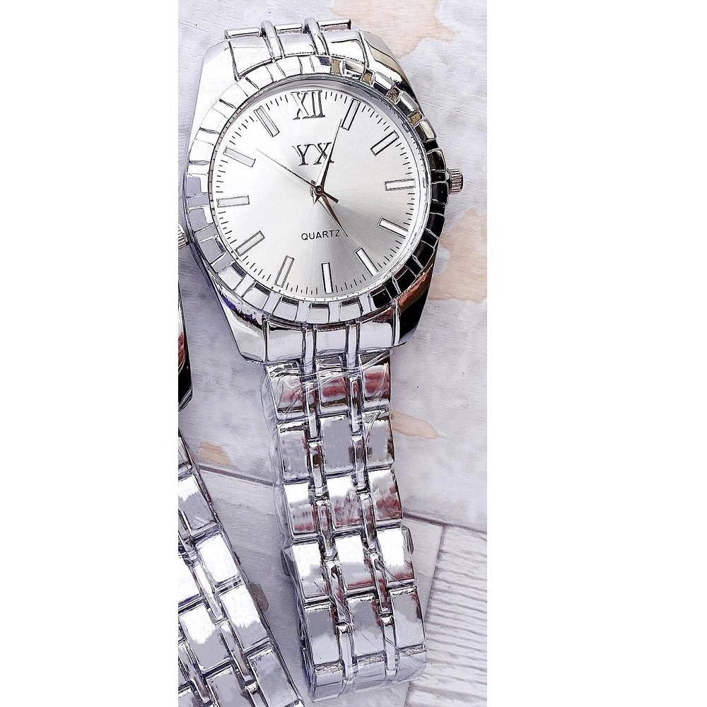 Trade Shop - Orologio Polso Yx Uomo Classico Elegante Analogico Quarzo Silver Quadrante Silver -