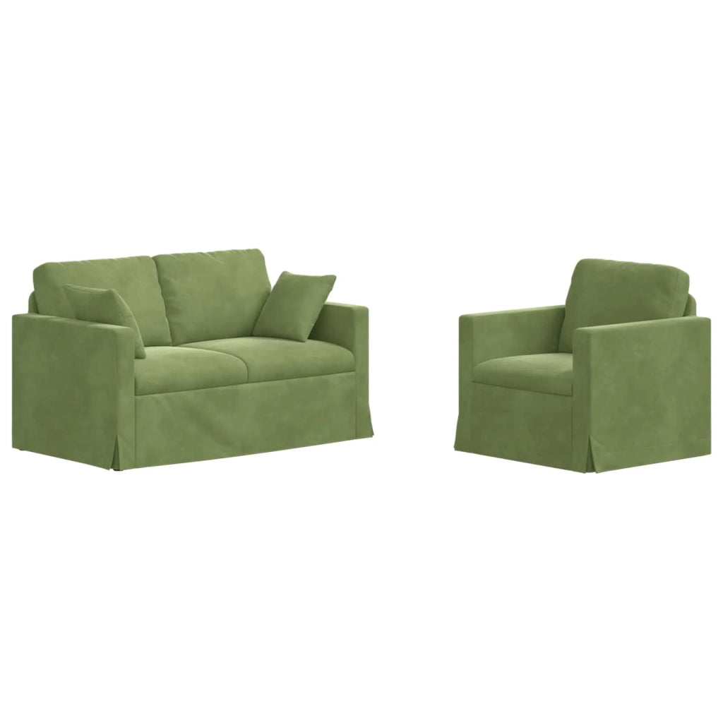 Set di divani 2 pcs Verde chiaro 138 x 78 x 80 cm Velluto