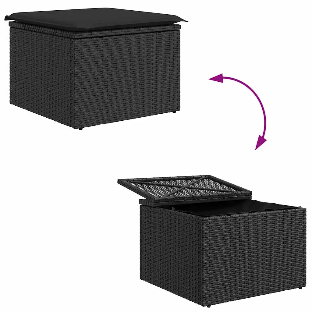 Set di divani con cuscino 5 pz | Set Salotto da Giardino Nero polyrattan