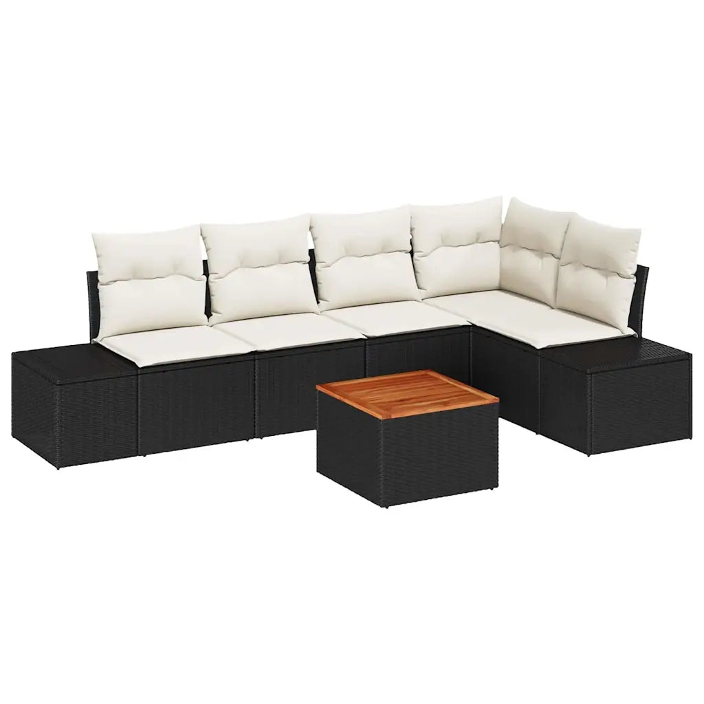 Set Divano da Giardino con cuscino 6 pcs Nero polyrattan 3347957