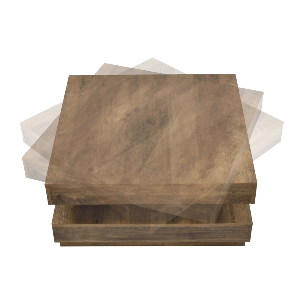 Tavolino da Caffè Florenz con Piano Girevole per Salotto Soggiorno 76 x 76 x 38 cm - Effetto Legno [en.casa]