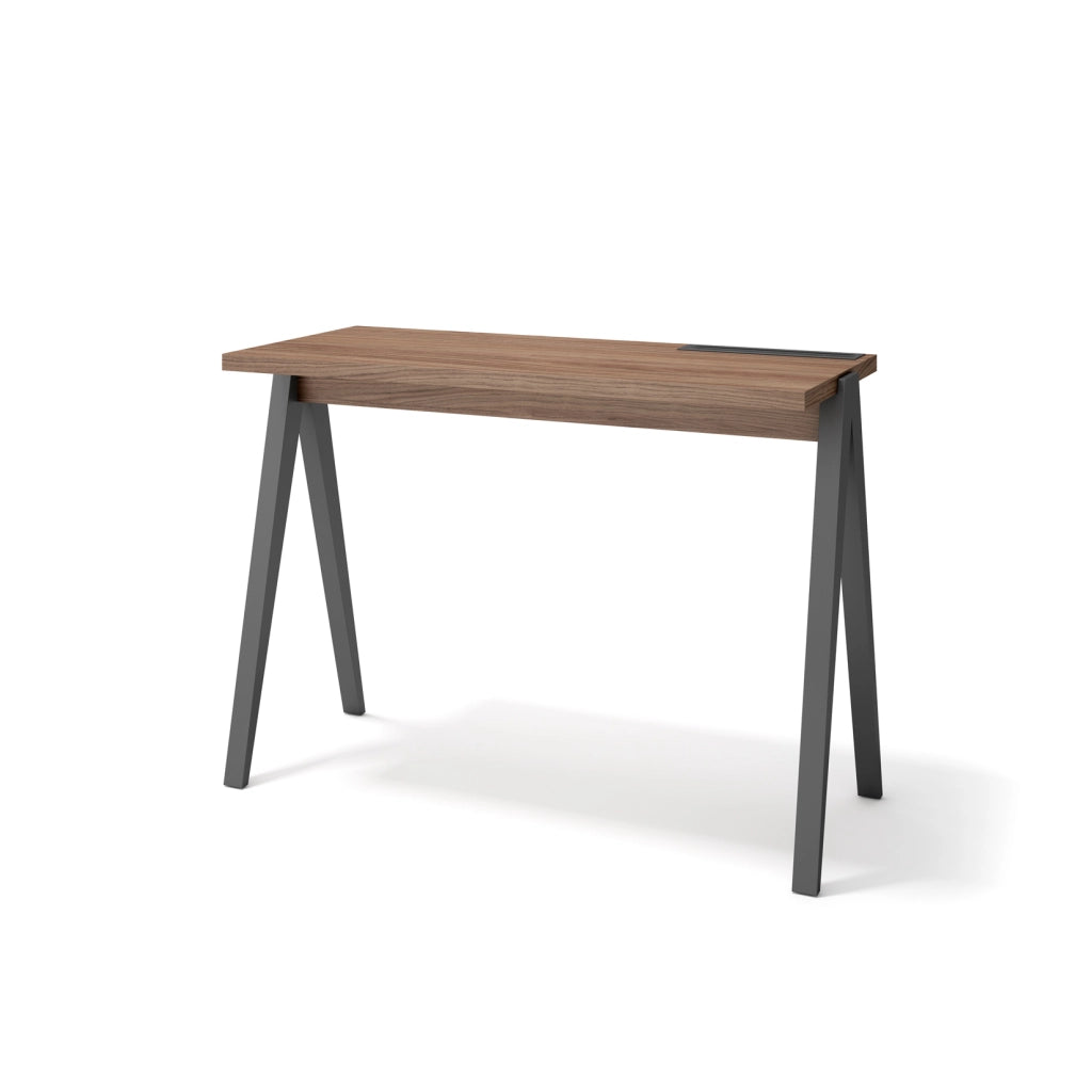 Scrivania Herdasa effetto noce gambe faggio in grafite 75x107x49
