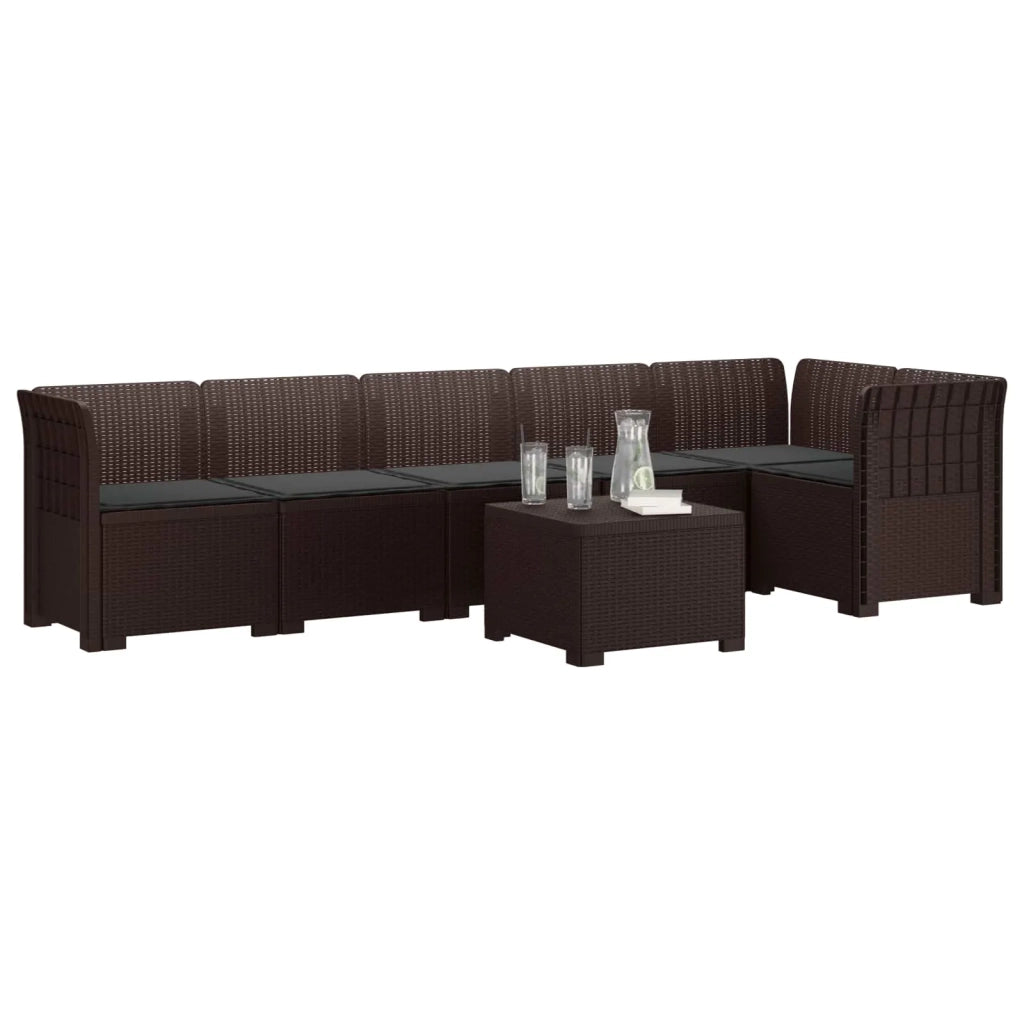 Divano da Giardino 6 Posti con Cuscini Aspetto Rattan PP 3444111