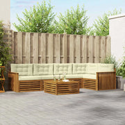 Set di divani da esterno con cuscino 6 pcs Naturale e Crema