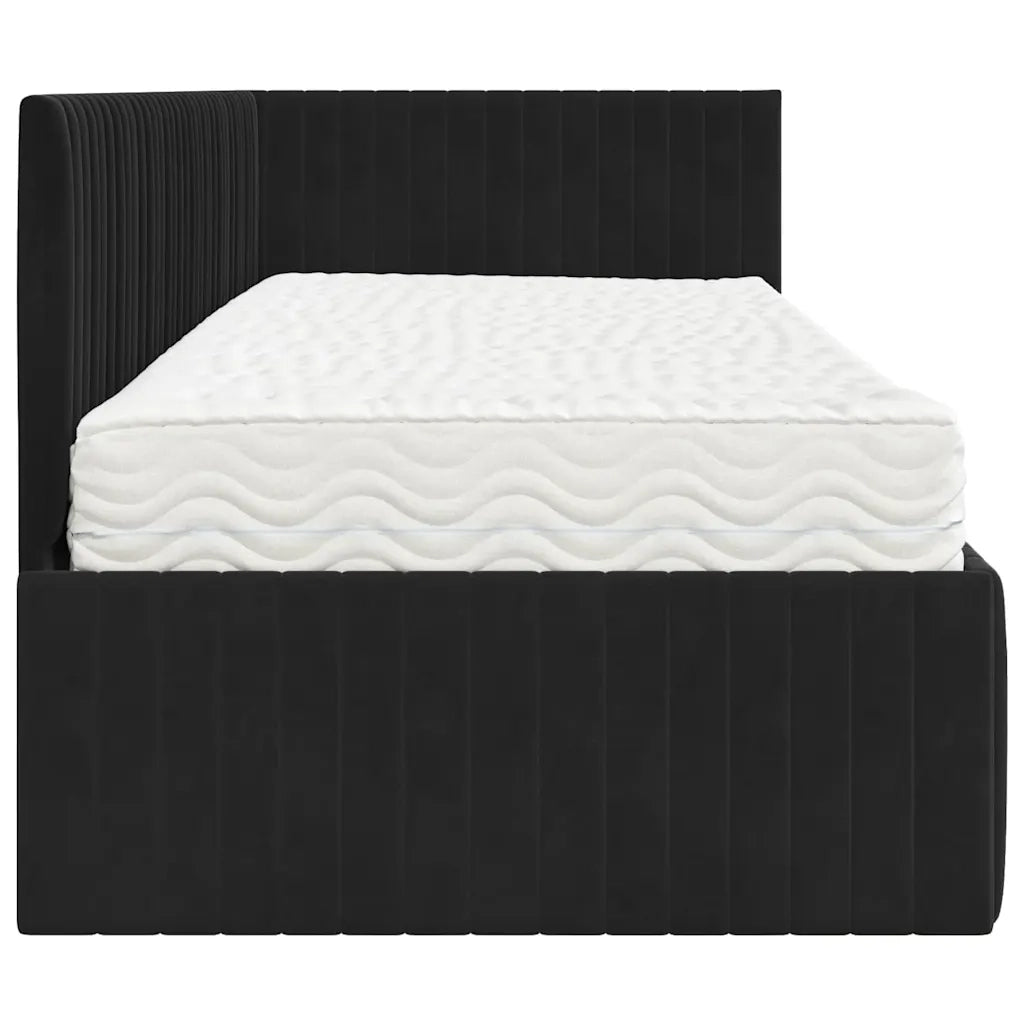 Struttura Letto Angolare con Materasso 2 pz-Giroletto con materasso Nero Velluto 209024