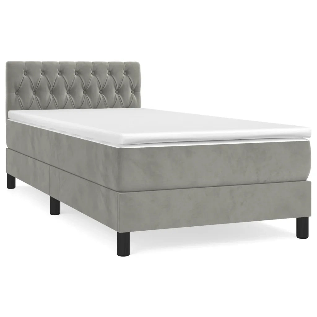 Giroletto a Molle con Materasso Grigio Chiaro 100x200cm Velluto 3141467