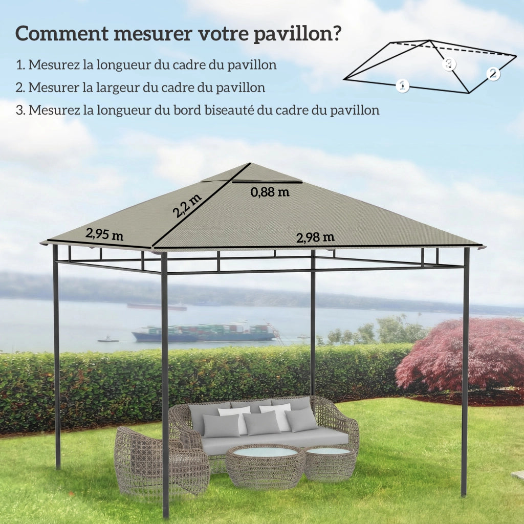 Telo di ricambio per gazebo da giardino ¨C Xylo ¨C poliestere 180g/m2 3x3m grigio
