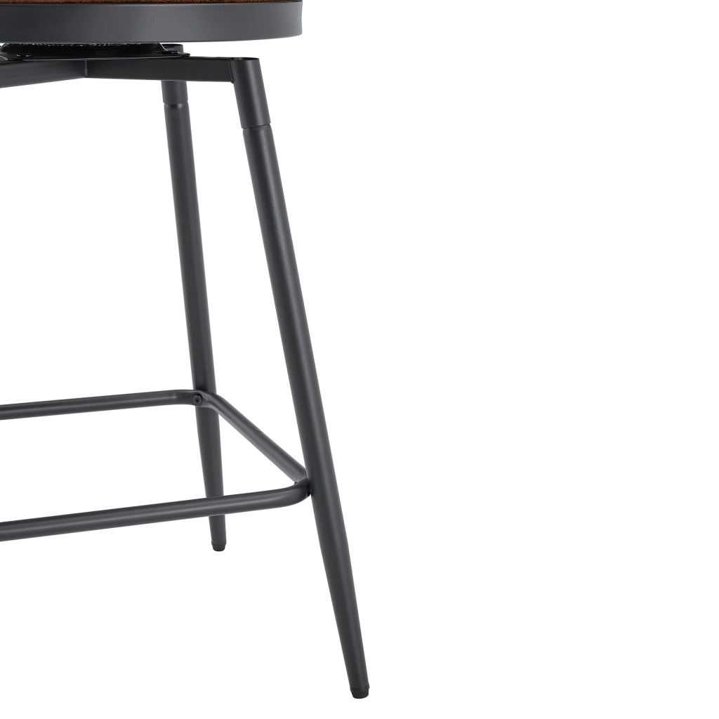 Sgabello da bar in stile Windsor con seduta imbottita e struttura in metallo, colore marrone