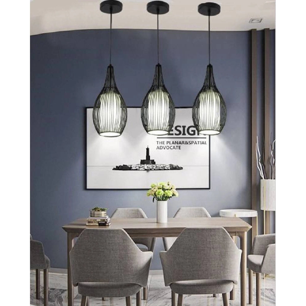 Trade Shop - Lampadario Sospeso Ovale Pendente A Sospensione Moderno E27 Plafoniera B19 - Nero