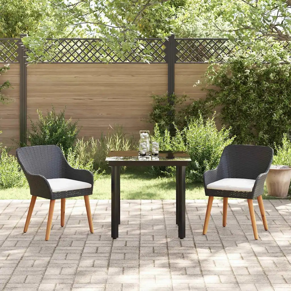 Set da Pranzo per Giardino con cuscino 3 pcs Nero polyrattan 3261670