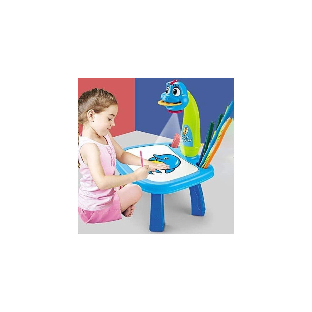 Trade Shop - Tavolo Da Disegno Per Bambini Con Proiettore Led Lavagna Educativa Giocattolo -
