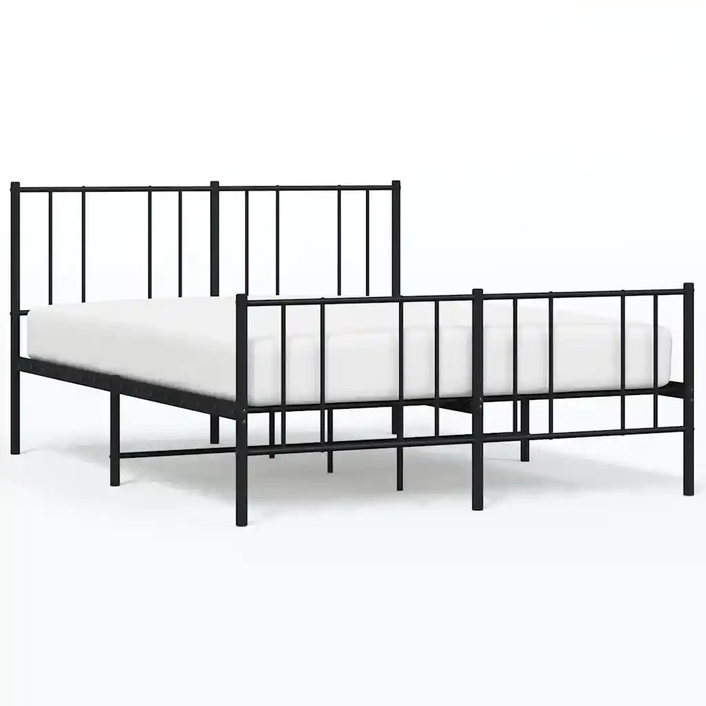 Giroletto con Testiera e Pediera-Struttura Letto Metallo Nero 120x200 cm 857936