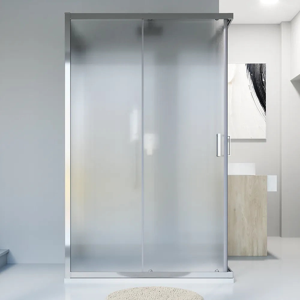 Box doccia cromato 3 lati 80x90x80cm con doppio scorrevole e vetro 6mm stampato h185cm | Tonga