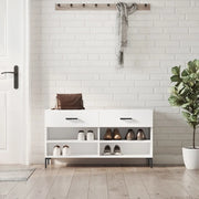 Panca Porta Scarpe-Sgabello-Panca Scarpiera Bianco Lucido 102x35x55 cm Legno Multistrato 160878