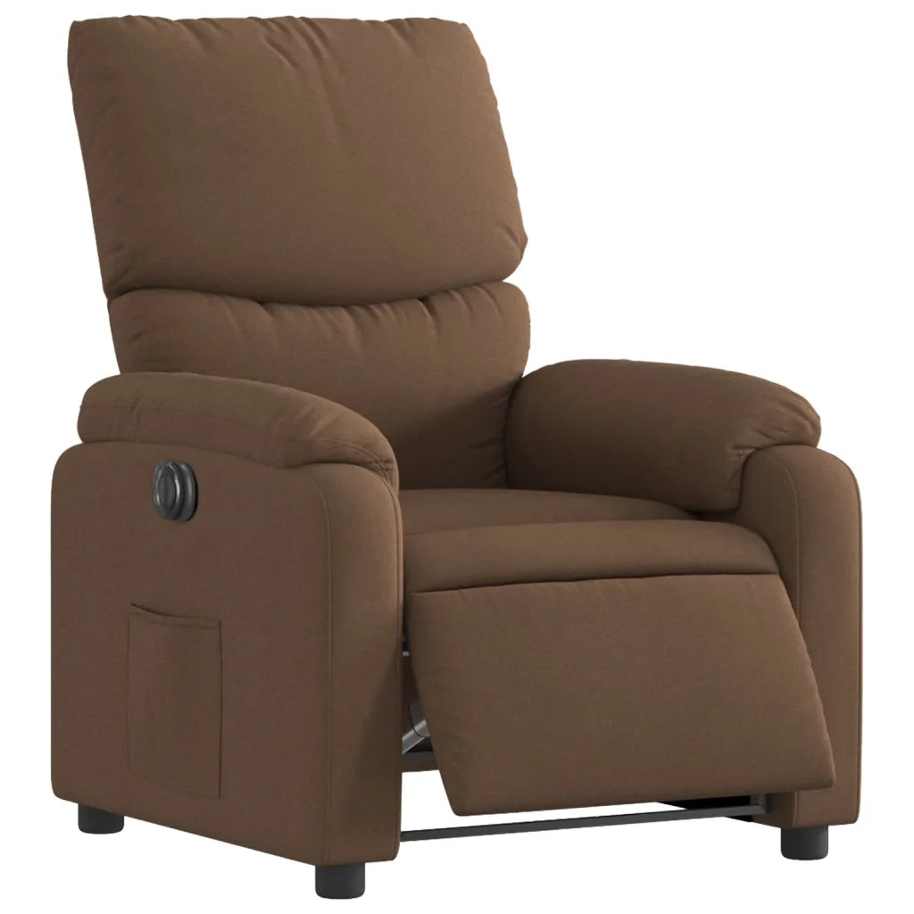 Poltrona | Sedia Relax Elettrica Reclinabile Marrone in Tessuto