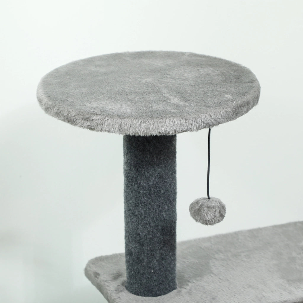 Albero per Gatti Multilivello 103 cm con Cuccia e Tiragraffi in Sisal Grigio