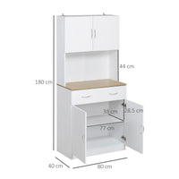 Mobile da Cucina Credenza 80x40x180 cm in Legno Bianco