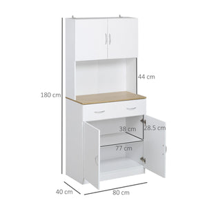 Mobile da Cucina Credenza 80x40x180 cm in Legno Bianco