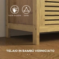 Panca Scarpiera a Doghe da Ingresso con Design a Ribalta, in Legno di Bambù, 100x40x60 cm