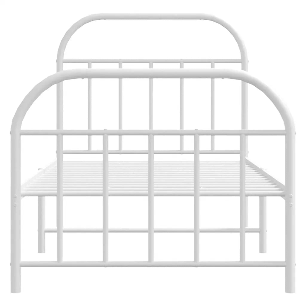 Giroletto con Testiera e Pediera-Struttura Letto Metallo Bianco 90x190 cm 490233