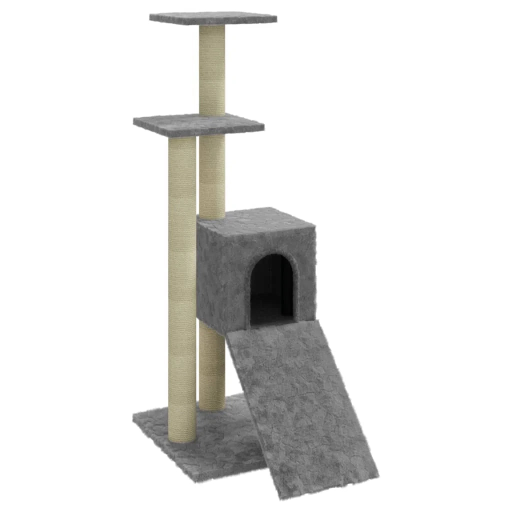 Tiragraffi per gatti torre per arrampicata giocattolo piattaforma per arrampicata con tiragraffi in sisal leggero 92 cm grigio 02_0022627