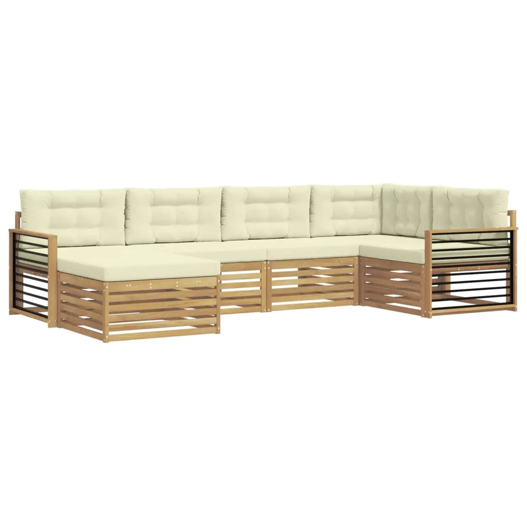 Set di divani da esterno 6 pz Bianco e Crema Poliestere 3390775