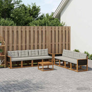 Set di divani da esterno 9 pz Naturale e Grigio Chiaro 3381847