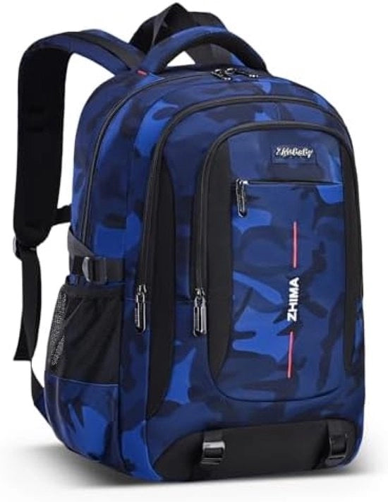 Borsa da Scuola per Ragazzi - Grande Capacità, Borsa Stile con Sezione Laptop, Impermeabile e Comfortevole per Scuola e Viaggi - Blu