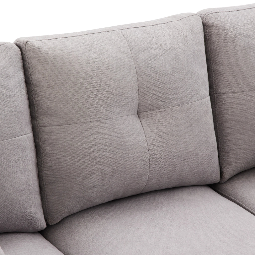 DIVANO angolare con chaise longue e contenitore 175x129x90 cm grigio chiaro cotone e lino