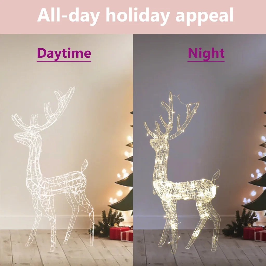 Decorazione Natalizia Acrilico Renna 140 LED 120cm Bianco Caldo