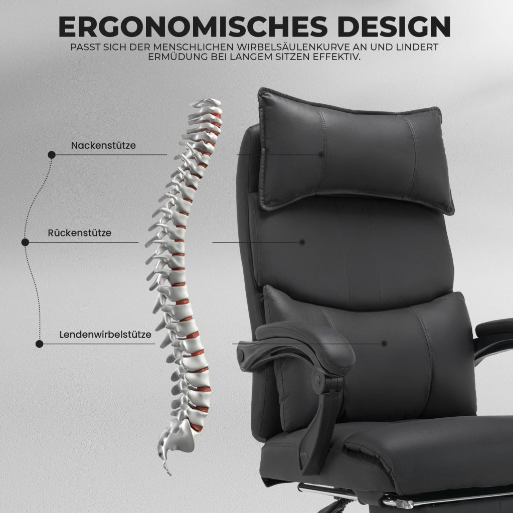 Sedia da Ufficio Ergonomica con Schienale Regolabile e Rivestimento in Tessuto Nero