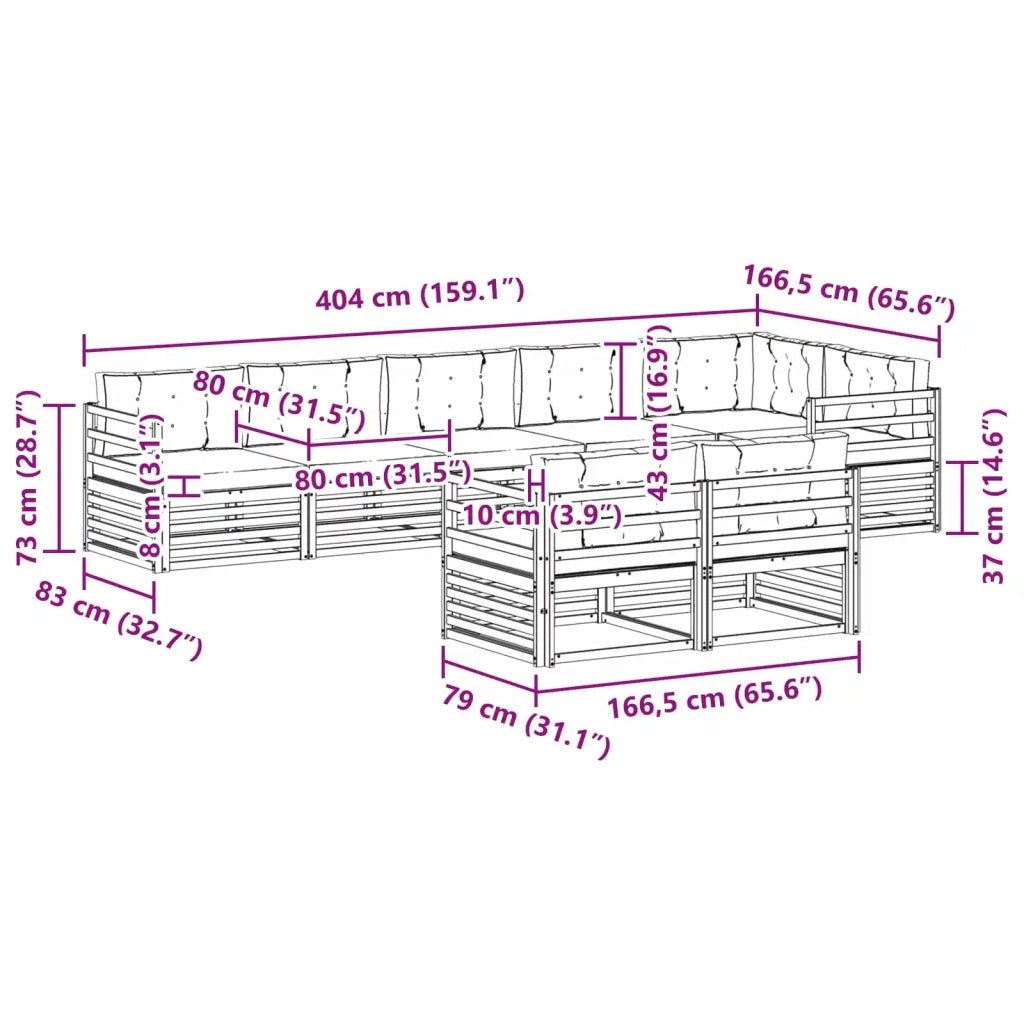Set di divani da esterno con cuscino 8 pcs Naturale e Crema 3373640