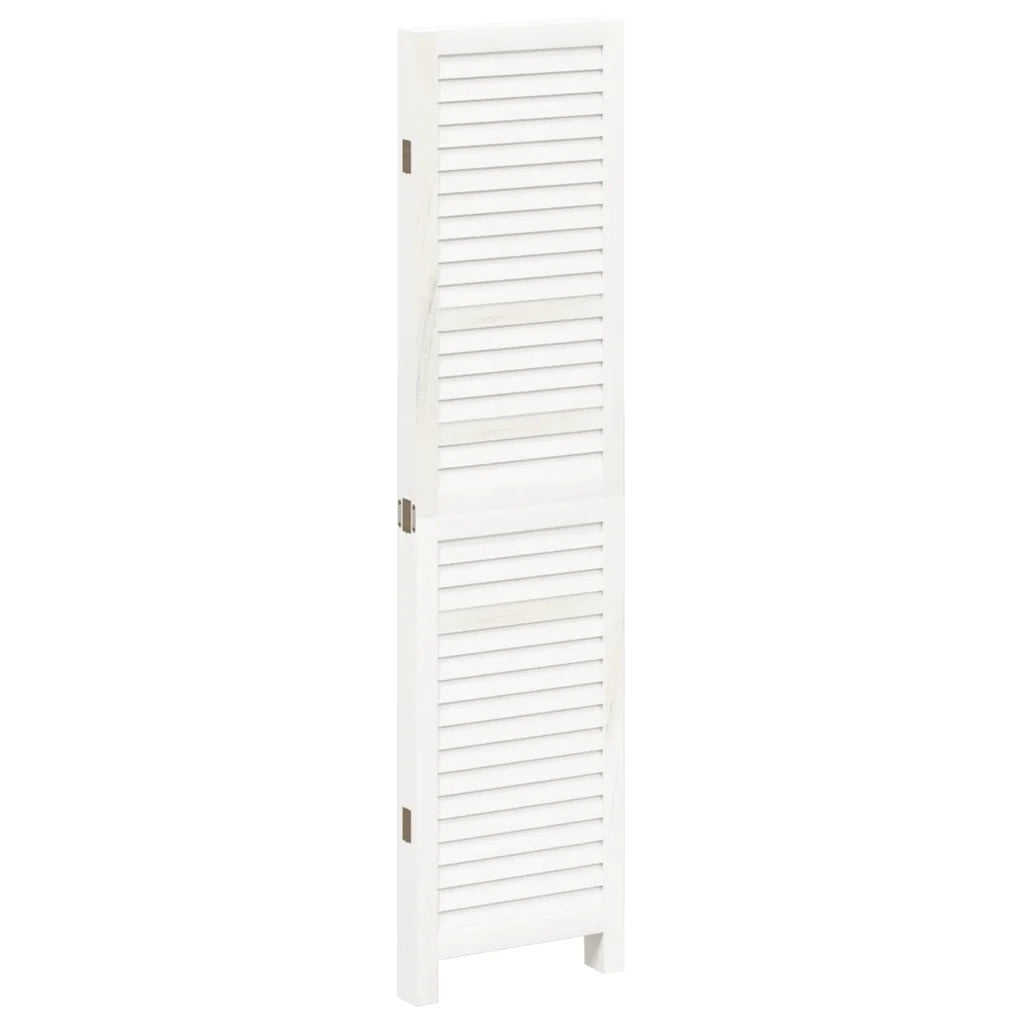 Divisorio Ambienti 4Pannelli Bianco Legno Massello di Paulownia 358833