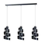 Lampadario Moderno 3 Luci Tristano In Acciaio Nero Con Fasce A Spirale