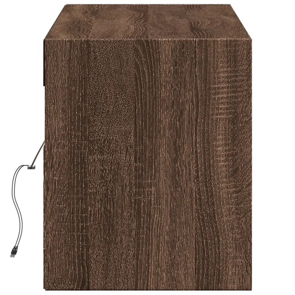 Mobile TV a Parete con Luci LED Rovere Marrone 140x31x38 cm 852375