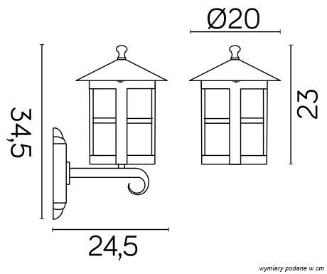 Applique da esterno SU-MA Cordoba nera 1 luce E27 IP23