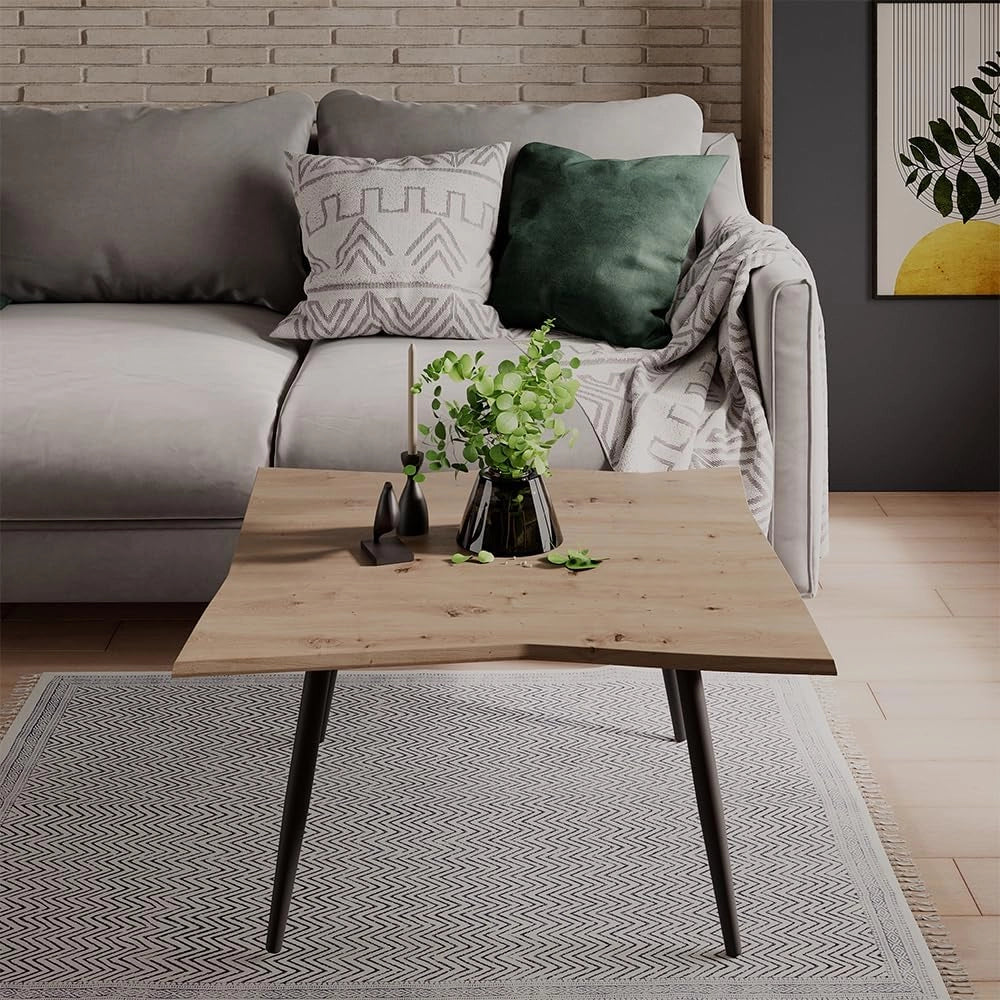 Tavolino da caffè Yan, Artigiano, 80 x 80 cm, con ripiano per un utilizzo versatile negli ambienti domestici