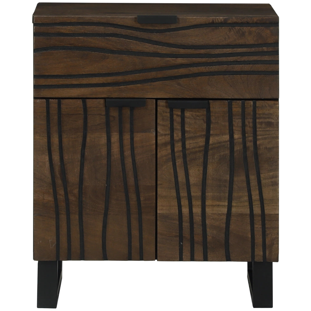 Comodino 50x33x60 cm in legno massello di mango