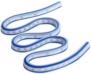 Linea rettificatrice flessibile in PVC 60 cm - Linea rettificatrice flessibile per precisione in ufficio, scuola e falegnameria - Blu