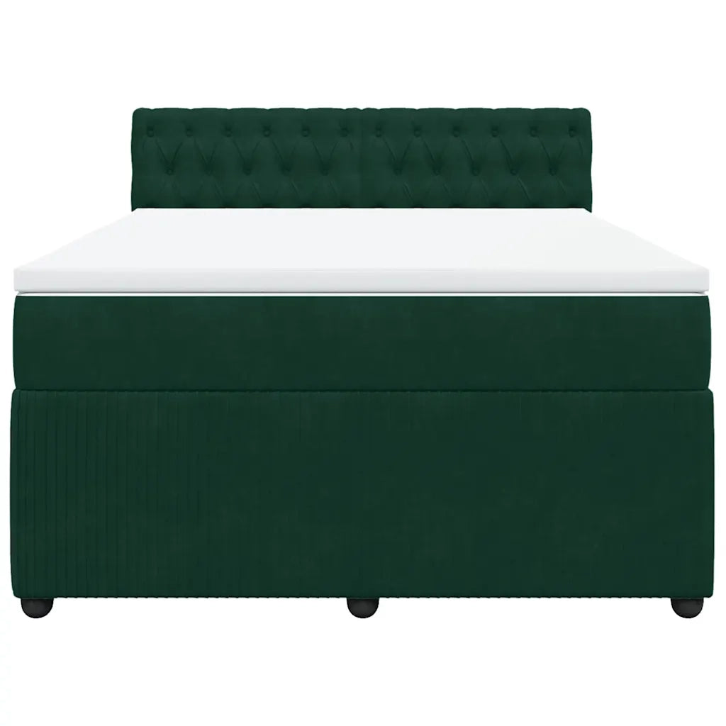 Giroletto a Molle con Materasso Verde Scuro 160x200 cm Velluto