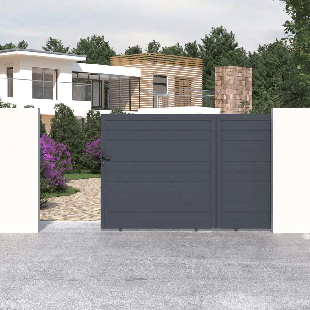 Cancello in alluminio scorrevole 350x173cm grigio freddo
