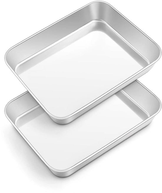 Set di teglie per forno in acciaio inossidabile a doppia lastra - profonda - idonea per lavastoviglie - dimensioni 23,8 x 18 x 5 cm - forma a vaso