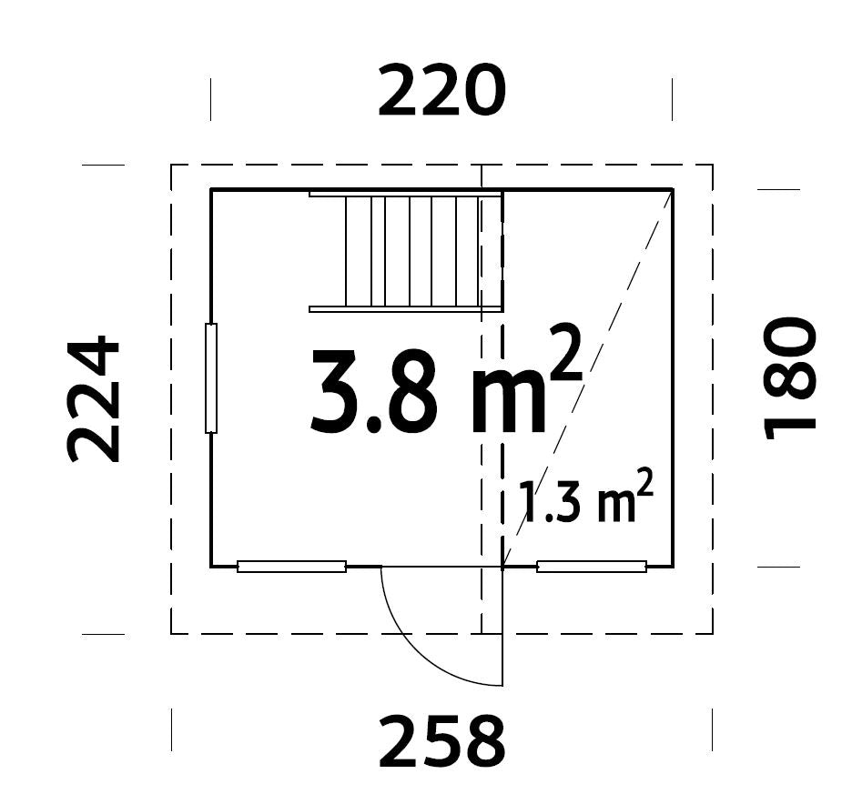Casetta in legno non trattato Tom 220x180 cm