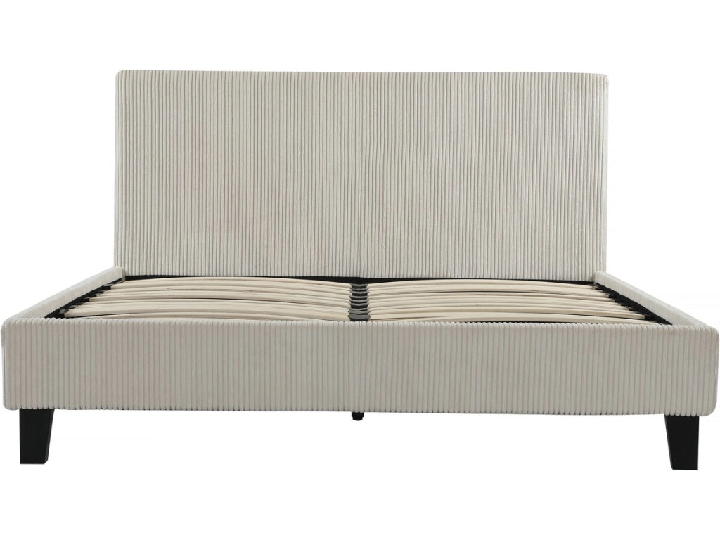 Letto matrimoniale in velluto a coste "Ambre" - 140 x 190 - Beige