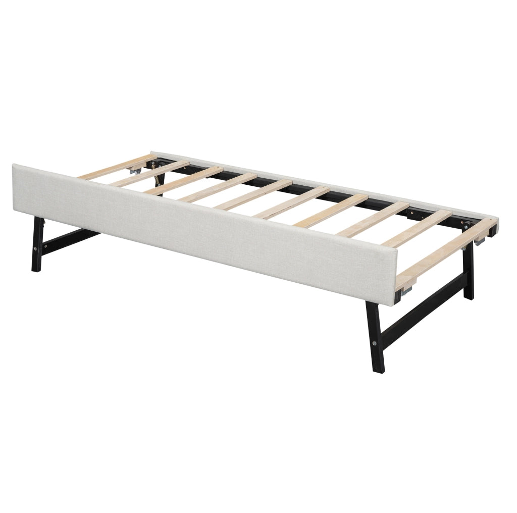 Divanoletto 90x200 cm con letto estraibile e presa USB, tessuto beige
