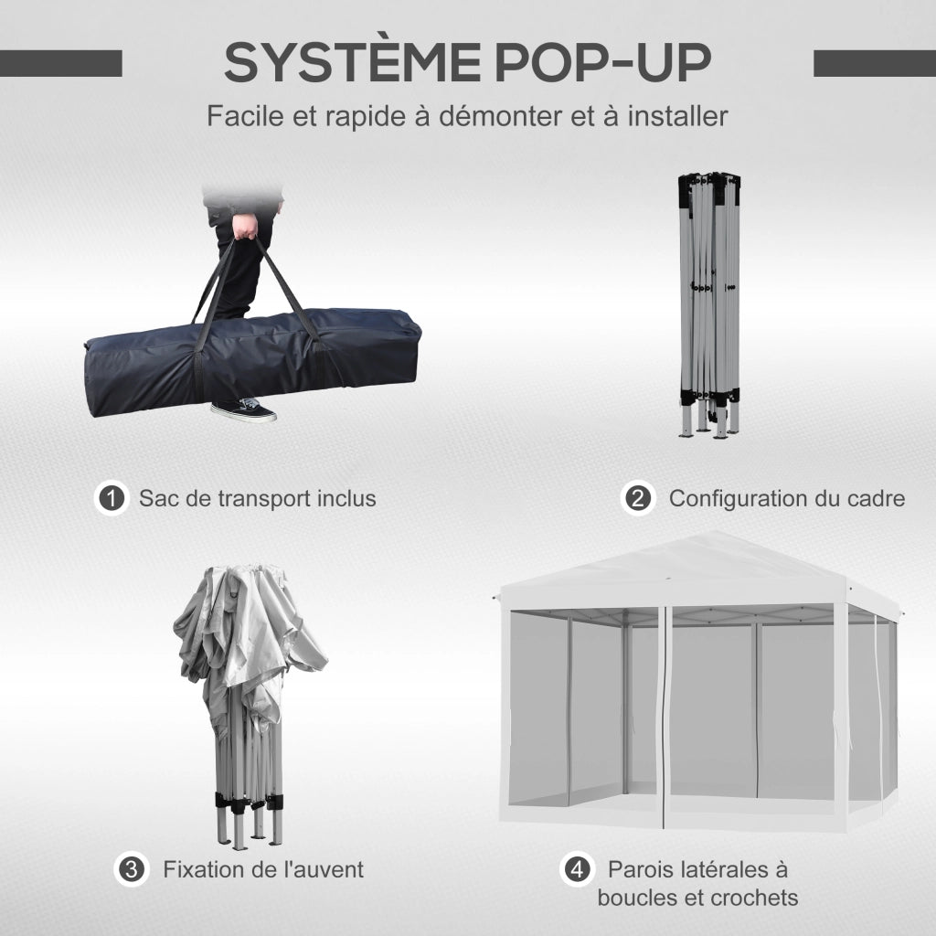 Tonnelle pop-up per giardino ¨C zephmum ¨C crema 3x3 m con zanzariere e borsa