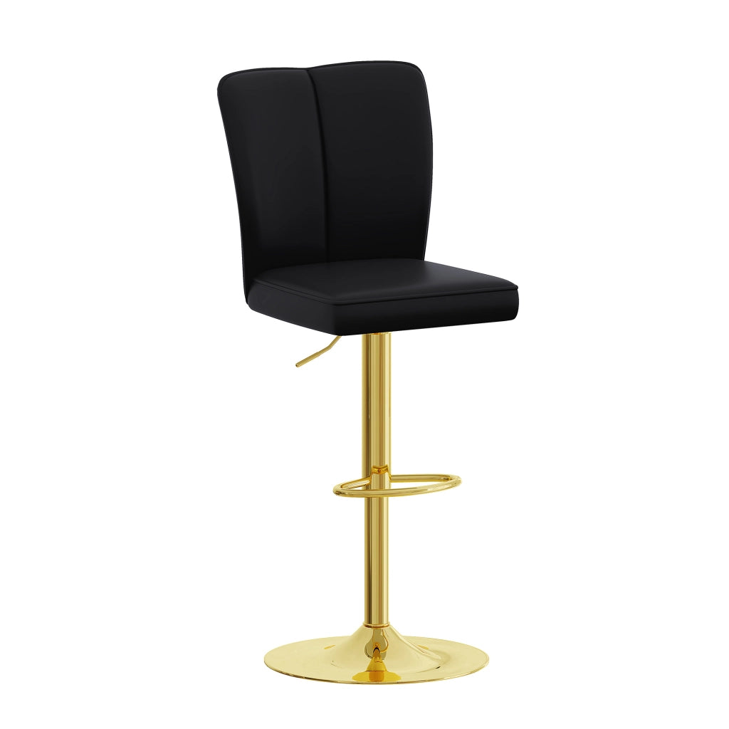Sgabello da bar girevole a 360° con altezza regolabile e poggiapiedi, set da 2, in PU pelle e metallo nero oro