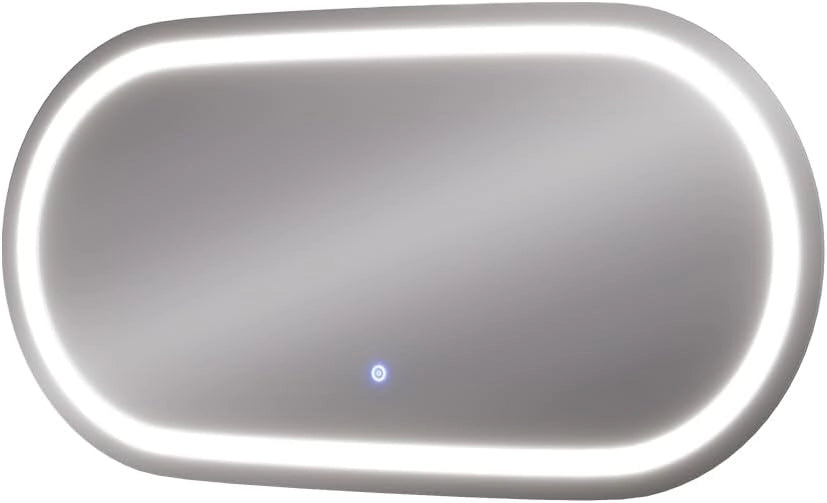 Specchio bagno Miral, Vetro, 100 x 50 cm con illuminazione frontale, adatto al montaggio a parete per ambienti umidi