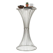 Tavolino da salotto Merli, Tavolo basso da caffè, Portariviste per divano, Ripiano da soggiorno, Argento, 50x50 h100 cm